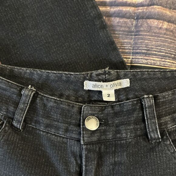 Alice & Olivia Jeans Womens 2 Black Denim Jean Skinny Low Rise Dark Wash W/flaw - Picture 2 of 8